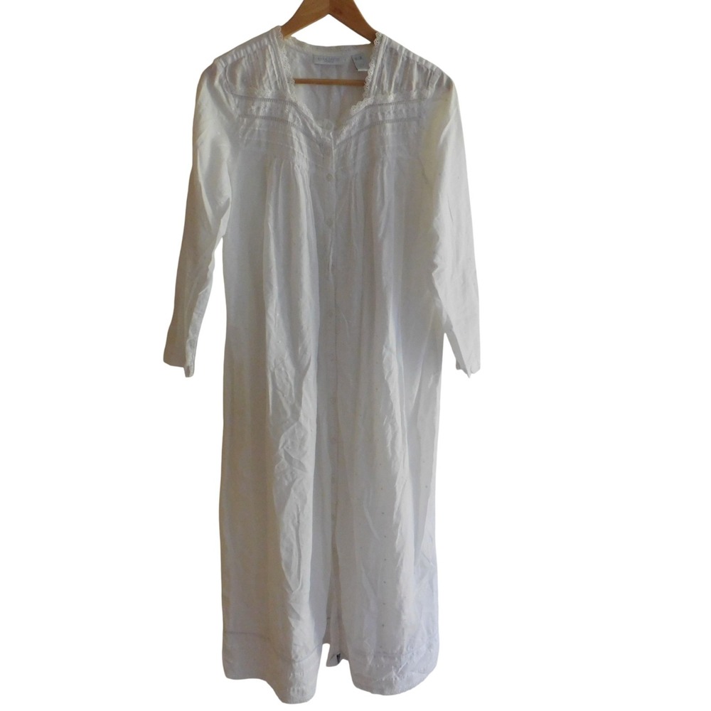 Erika Taylor Vintage White Cotton Nightgown sz Medium Cottagecore Bridal